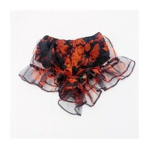 Jaded London Flare Hem Shorts Black/Orange Lined SZ 8